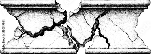 Fractured marble floor tile design with chipped corners for decorative architectural elements