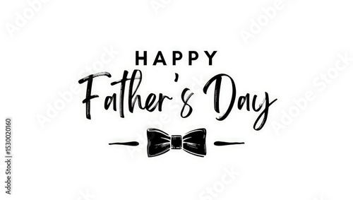 Happy Fathers Day bow tie typography banner. Father's day sale promotion calligraphy poster with doodle necktie and divider sketch line. Vector illustration