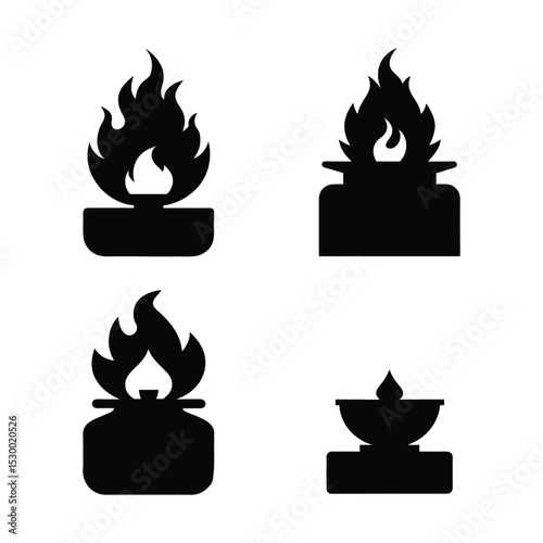 fire icons set vector illustration on white background