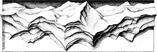 Intricate geological strata with detailed dotwork techniques