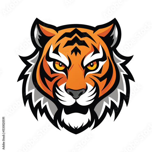 Dominant Tiger Face with Piercing Eyes vector illustration