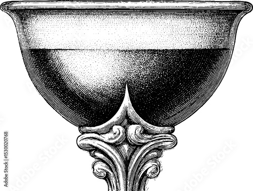 Dotwork tattoo art of elegant glass with dark stout and creamy head