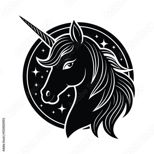 Glittery Unicorn in Majestic Fantasy Style vector illustration