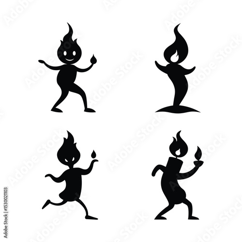 fire icons set vector illustration on white background