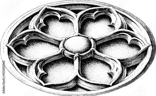 Gothic rose window with radial tracery design for art and decoration