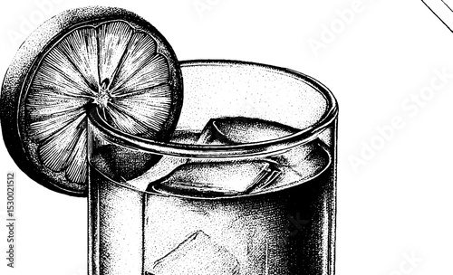 Refreshing highball glass of gin and tonic with lime wheel for summer drinks