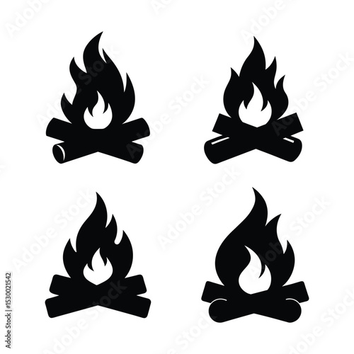 fire icons set vector illustration on white background