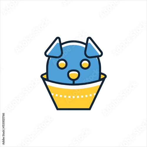 Dog in Food Bowl: The simple act of feeding your pet.