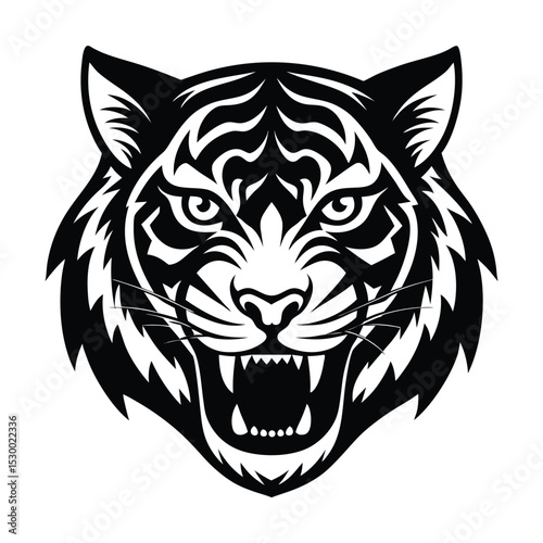Tiger Face with Bold and Dominant Stare vector illustration