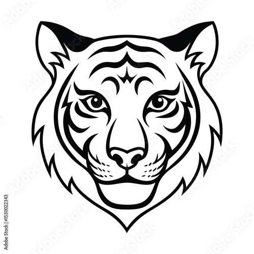 Fierce Tiger Expression with Intense Eyes vector illustration