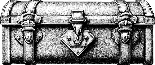 Vintage leather bound steamer trunk with metal clasps for antique decor and storage