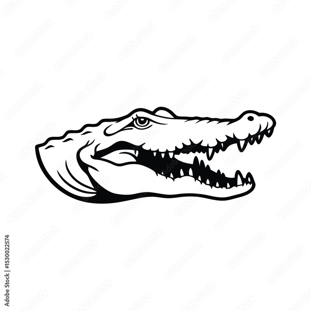 Fototapeta premium Crocodile Head with Strong Jawline Vector Style vector illustration