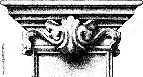 Elegant marble fireplace mantel fragment with intricate carved motif design