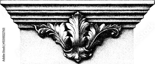 Elegant marble fireplace mantel fragment with intricate carved motif design
