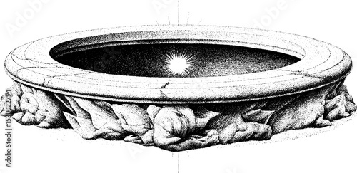 Marble garden statue base with subtle erosion detail for decorative landscaping