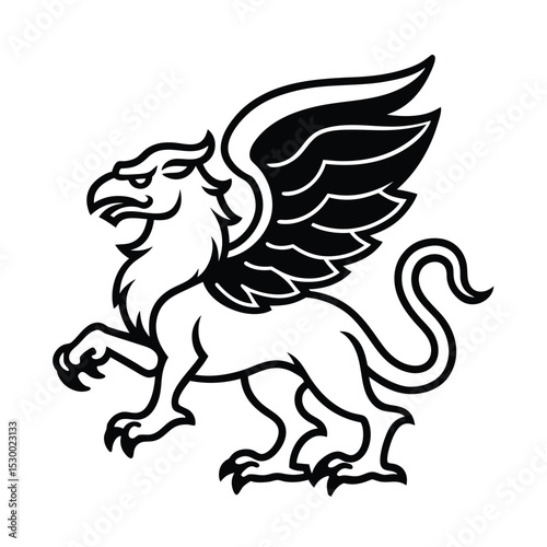 Griffin in Ancient Mythology Heraldic Style vector illustration
