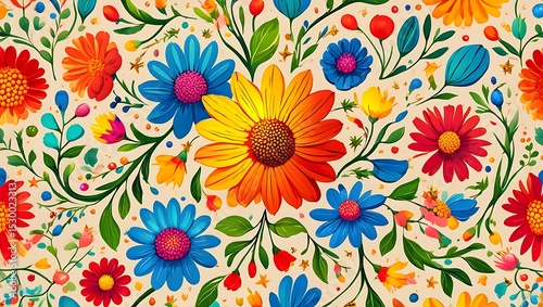 Vibrant Floral Fiesta A Colorful Celebration of Sunflowers and Daisy Flowers