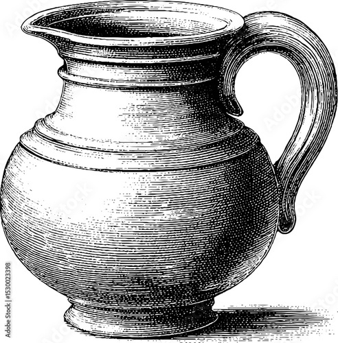 Medieval earthenware jug with incised bands for historical and decorative design
