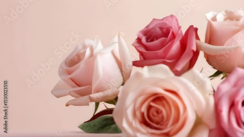 Wallpaper Mural Close-up of a Bouquet of Pink and Light Pink Roses on a Soft Pastel Background, Perfect for Romantic Occasions Torontodigital.ca