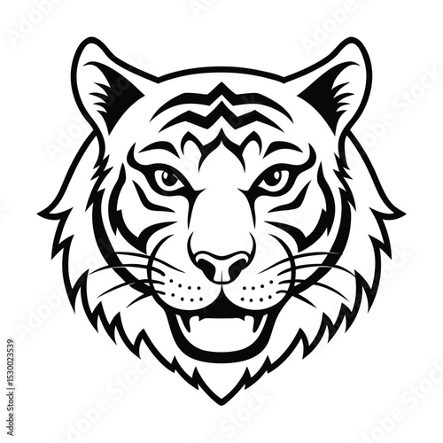 Bold Tiger Portrait with Piercing Eyes vector illustration