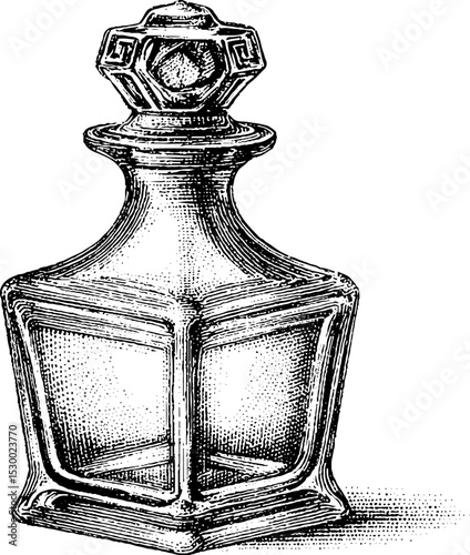 Mid century modern glass decanter with angular design for elegant home decor