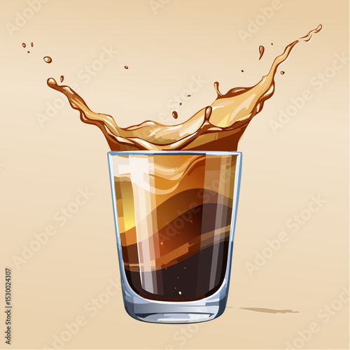 Icy cold brew coffee splashes upward with energy on a soft cream beige background.