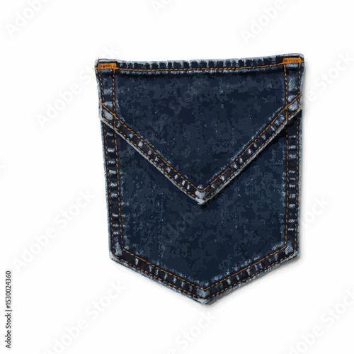 Denim pocket design on a white background for fashion branding  
