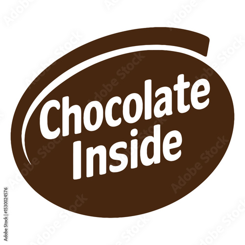 Chocolate inside text graphic brown oval shape dessert sweet food advertising concept