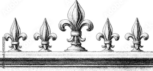 Ornamental wrought iron fence panel with fleur-de-lis design