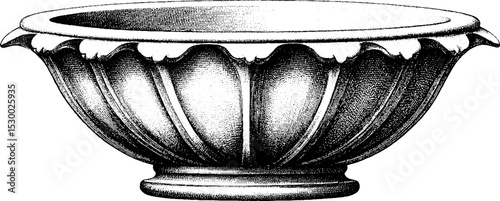 Elegant persian ceramic bowl with scalloped rim for decorative design use