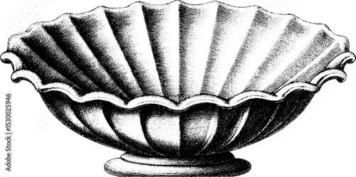 Elegant persian ceramic bowl with scalloped rim for decorative design and art projects