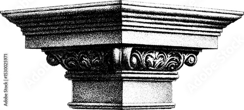 Detailed persian rug corner with geometric border and dotwork design for art and décor