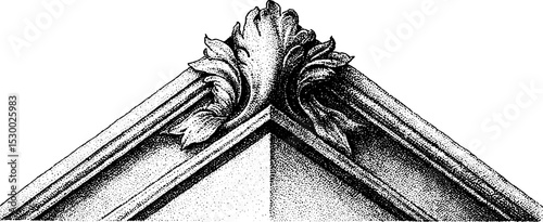 Persian rug corner with geometric border in dotwork design for home decor