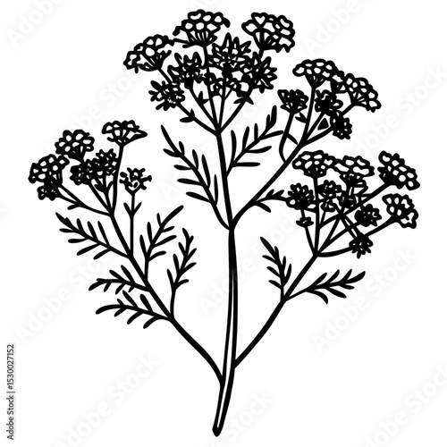 Minimal Yarrow Plant Vector on White