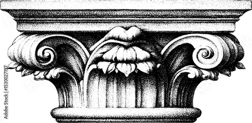 Renaissance pilaster entablature fragment design for architectural decoration