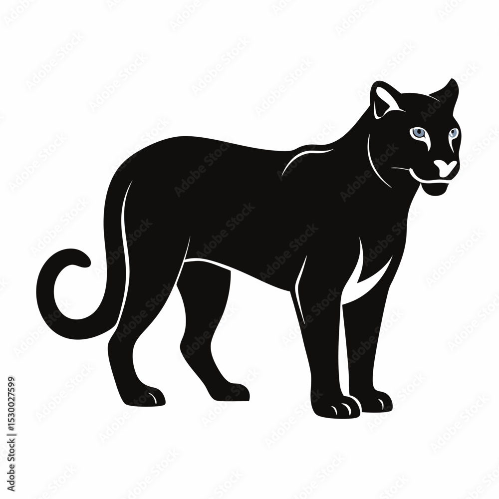 Cougar Silhouette Vector Illustration on White Background Wildlife Feline and Design Element for Creative Projects Cougar Silhouette Vector Illustration on White Background Wildlife Feline and Design Element for Creative Projects