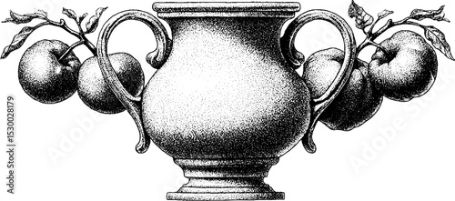 Dotwork tattoo design of sangria pitcher with floating fruit