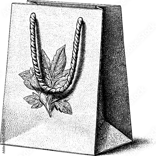 Eco-friendly shopping bag with subtle botanical dotwork design