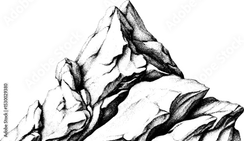 Intricate mountain peak design in dotwork tattoo style for artistic inspiration
