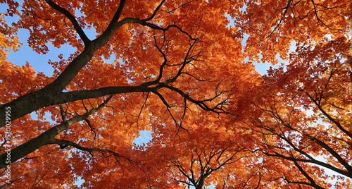 autumn leaves on blue sky