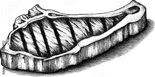 Grilled ribeye steak with pronounced grill marks for culinary art and design
