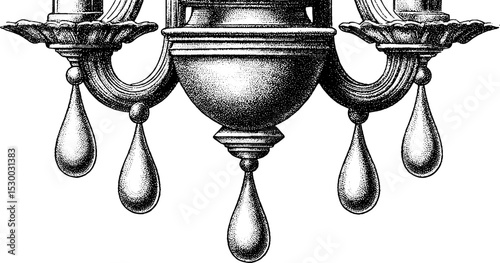 Vintage crystal chandelier dotwork design for elegant interior decoration