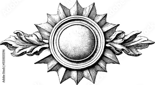 Vintage compass with mother of pearl inlay and dotwork design for antique collection