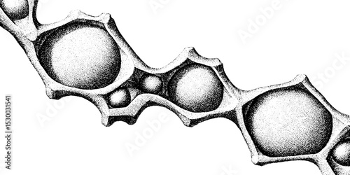 Abstract voronoi cell mosaic with varied dotwork patterns for creative designs
