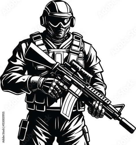 Wallpaper Mural Military soldier illustration Tactical Gear, Weapon, and Combat Readiness Torontodigital.ca