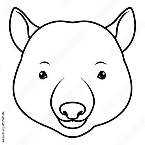 Wombat Head Line Art Illustration on White Background for Banner or Advertisement Design Project