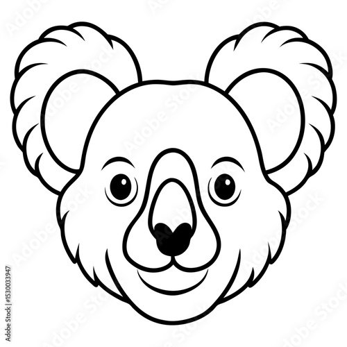 Koala Head Line Art Illustration on White Background for Banner Advertisement or Graphic Design