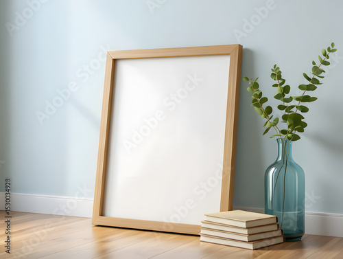 Blank wooden frame mockup minimalist home decor