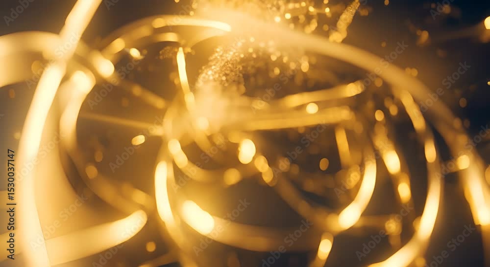 Cinematic abstract footage of 2 gold particle motion montage video 4K