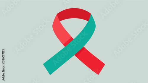 The teal and red Brain Awareness Ribbon represents the struggle against epilepsy a neurological disorder characterized by recurrent seizures due to abnormal brain activity.. Vector illustration
